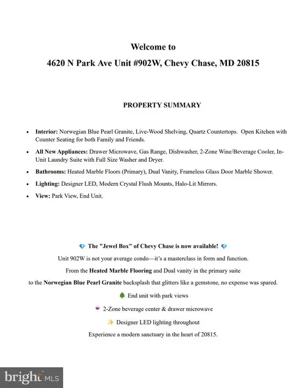 4620 N Park Ave #902w, CHEVY CHASE, MD 20815