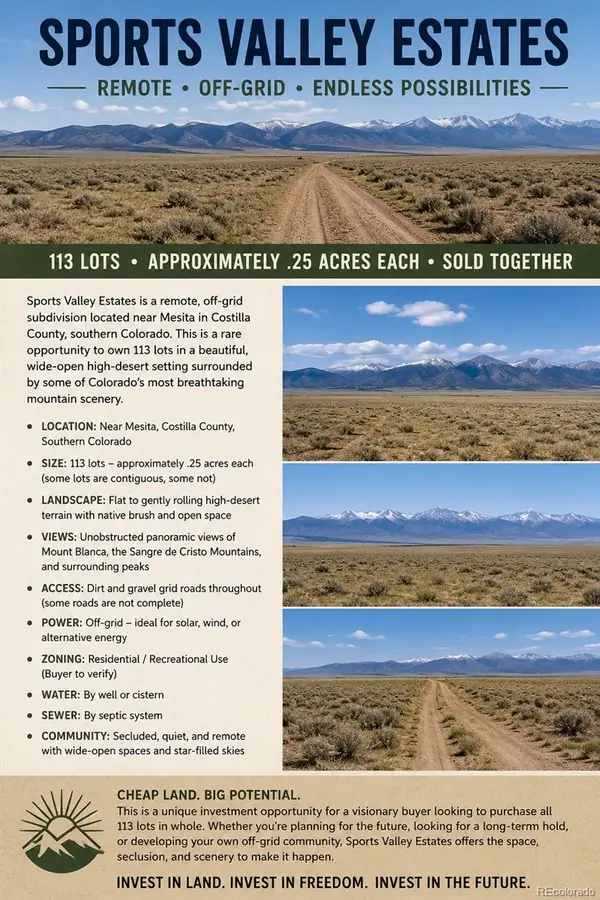 113 lots Sports Valley Estates, Mesita, CO 81152