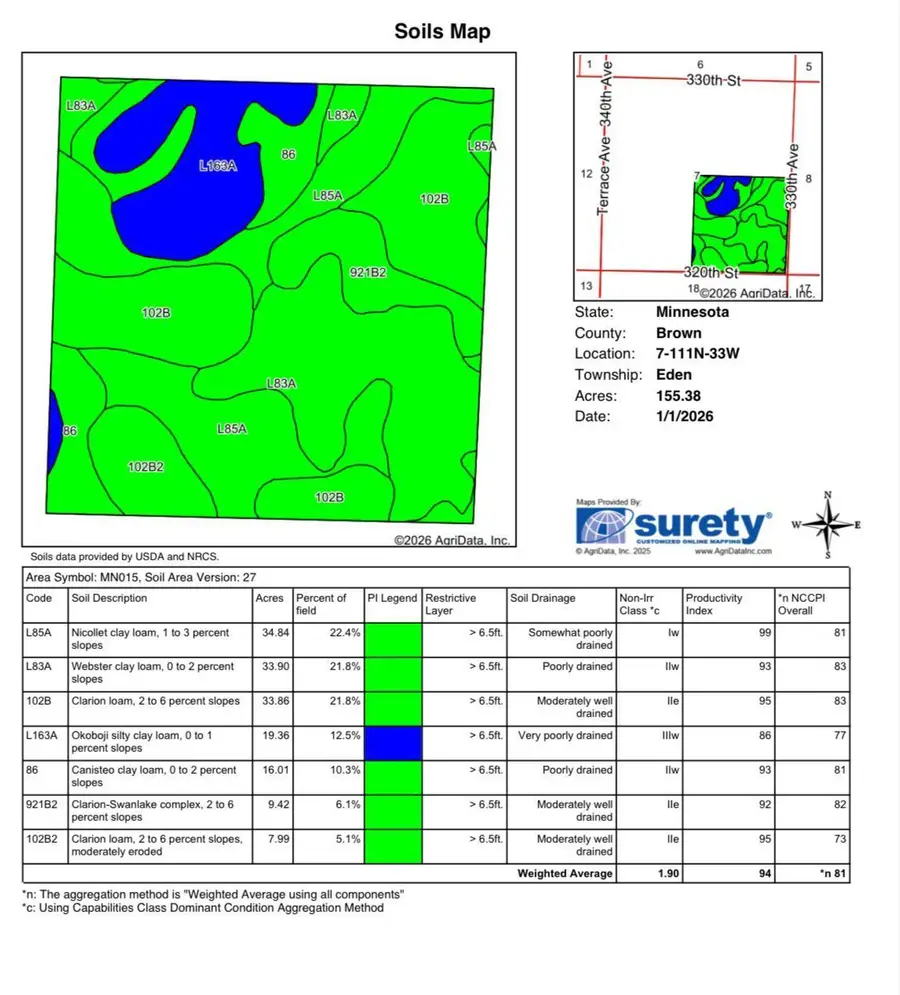 160 Acres Farmland Section 7 Brook, Morgan, MN 56266 - #3